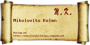 Mikolovits Kelen névjegykártya